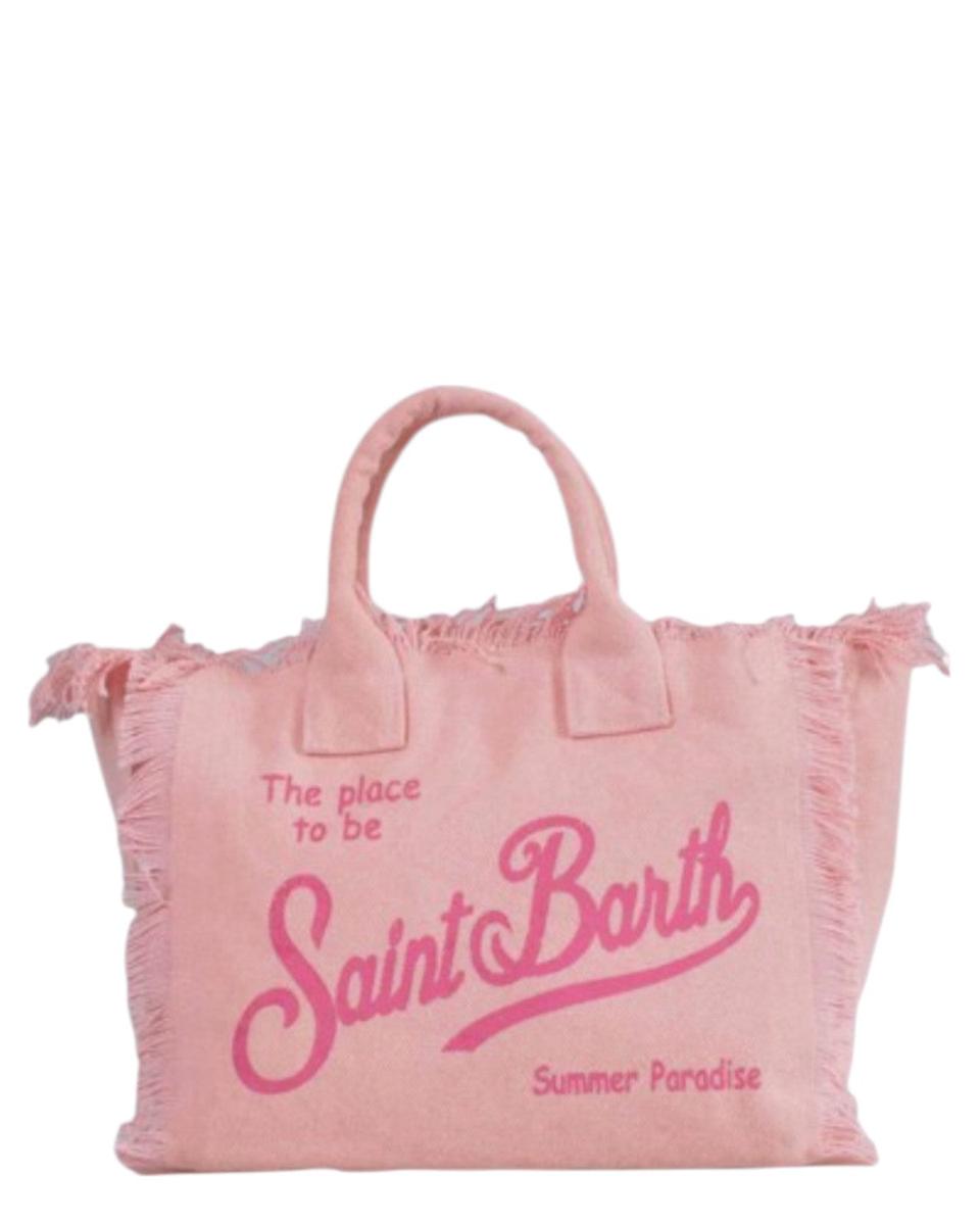 Borsa a Spalla Vanity in Canvas Rosa con Frange-Mc2 Saint Barth-Borse a mano-Vittorio Citro Boutique