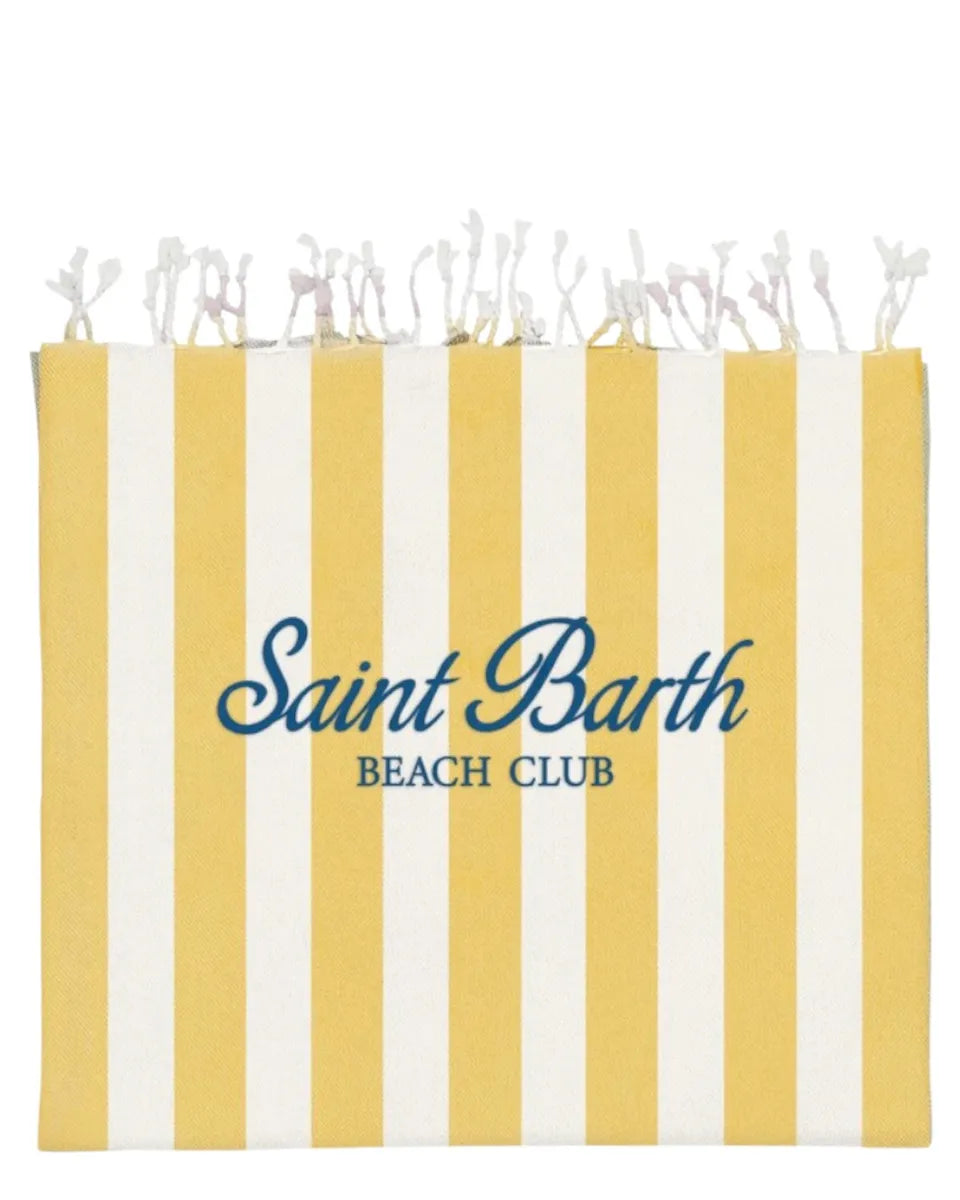 Telo Mare Fouta in Cotone Leggero con Righe e Ricamo St. Barth-Mc2 Saint Barth-Accessori mare-Vittorio Citro Boutique