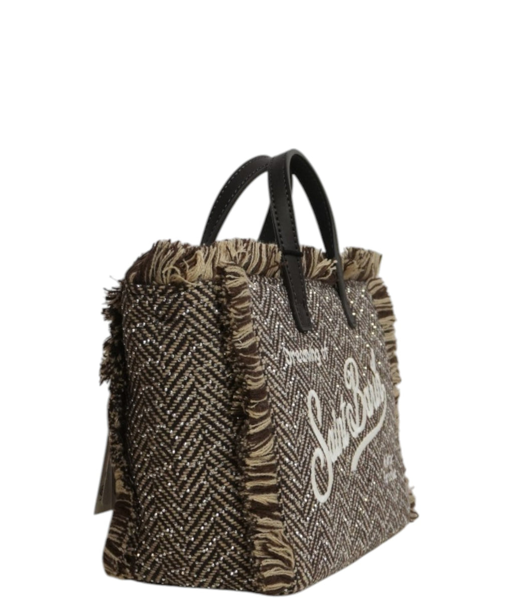 Mini sac Vanity en laine chevron avec strass