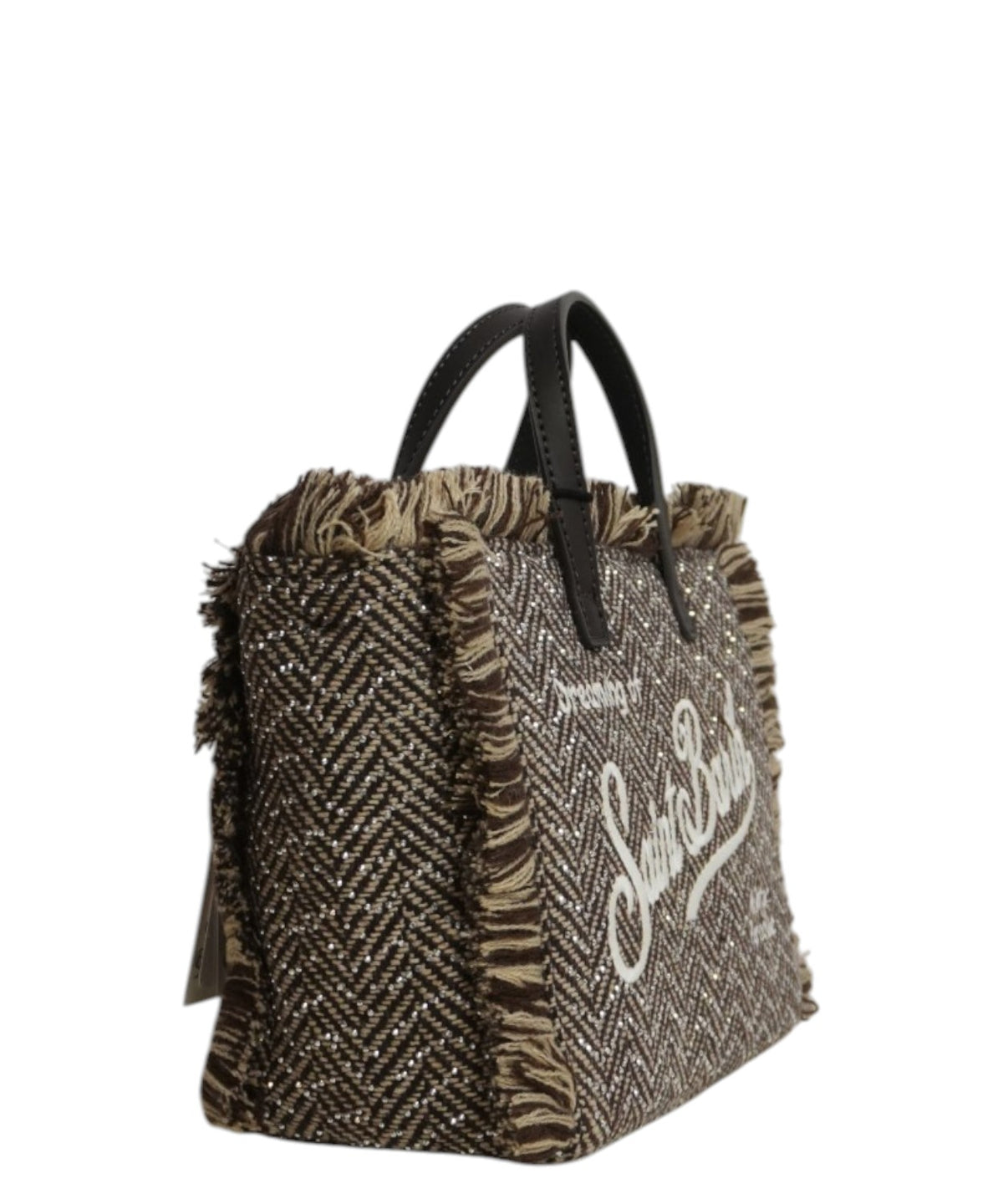 Mini sac Vanity en laine chevron avec strass