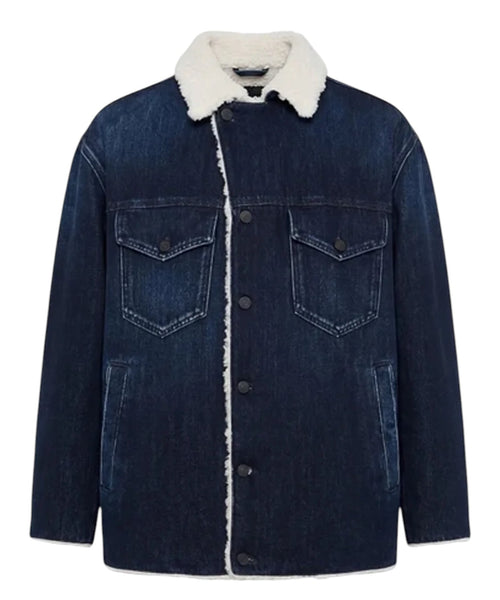 Veste Dondup en denim rigide avec imitation peau lainée écologique