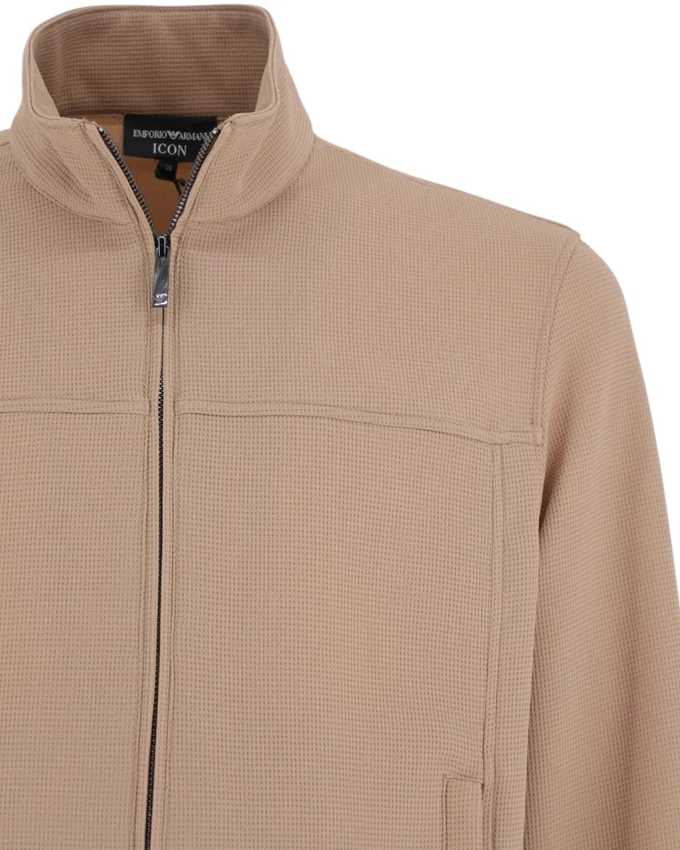 Blouson Full Zip Icon in Jersey Crepe con Effetto Piquet-Emporio Armani-Giacche-Vittorio Citro Boutique