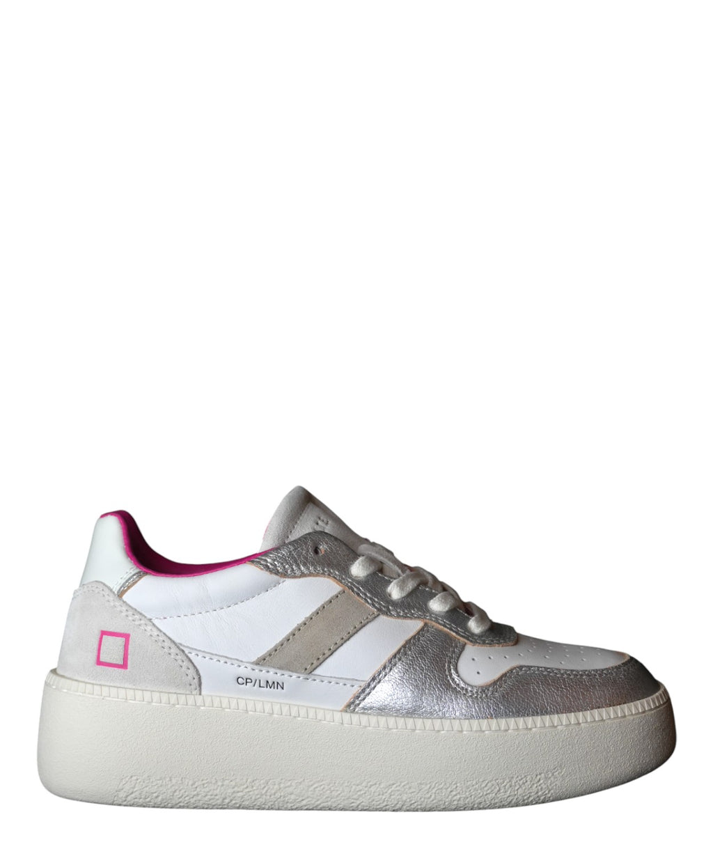 D.A.T.E. Baskets Court Platform Laminé Argenté
