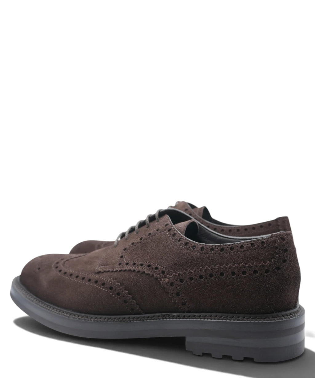 Stringata Brogue Uomo in Camoscio Testa di Moro
