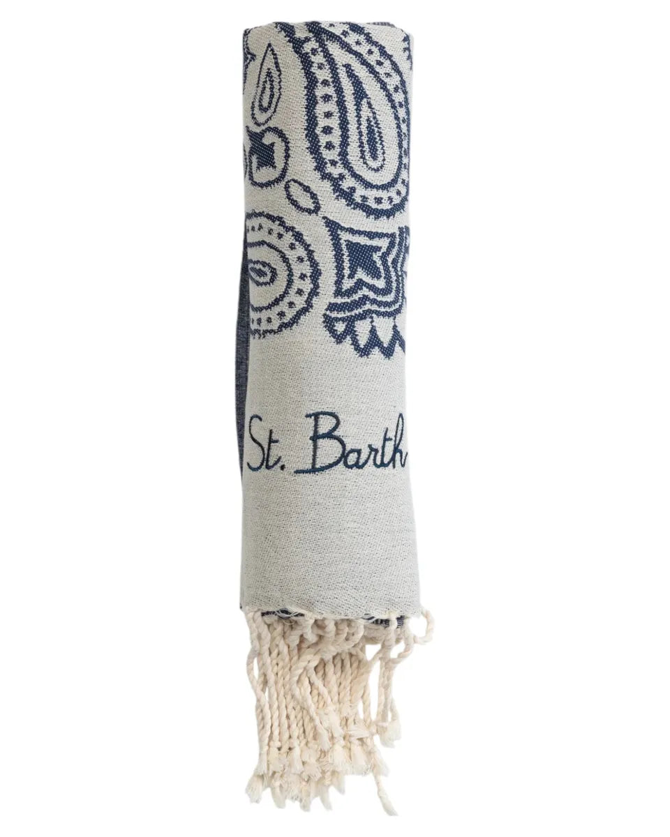 Telo Mare Fouta in Cotone Jacquard con Motivo Bandana e Ricamo St. Barth-Mc2 Saint Barth-Accessori mare-Vittorio Citro Boutique
