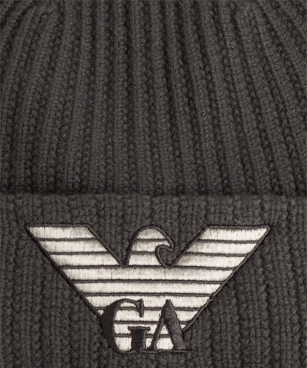 Berretto Emporio Armani in lana con logo ricamato