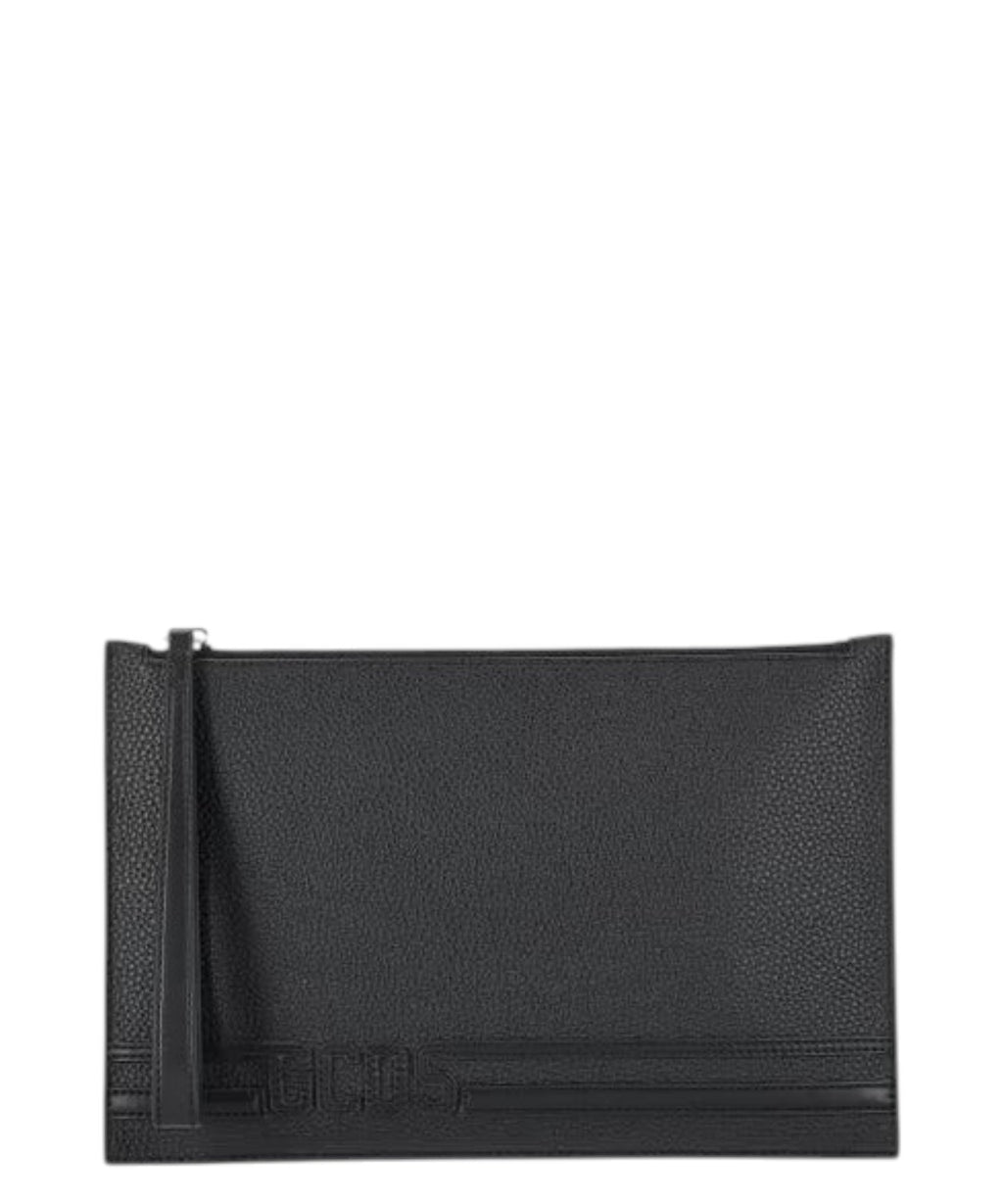 Pochettes en cuir grainé avec logo ton sur ton