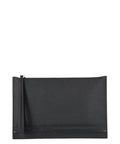 Pochettes en cuir grainé avec logo ton sur ton