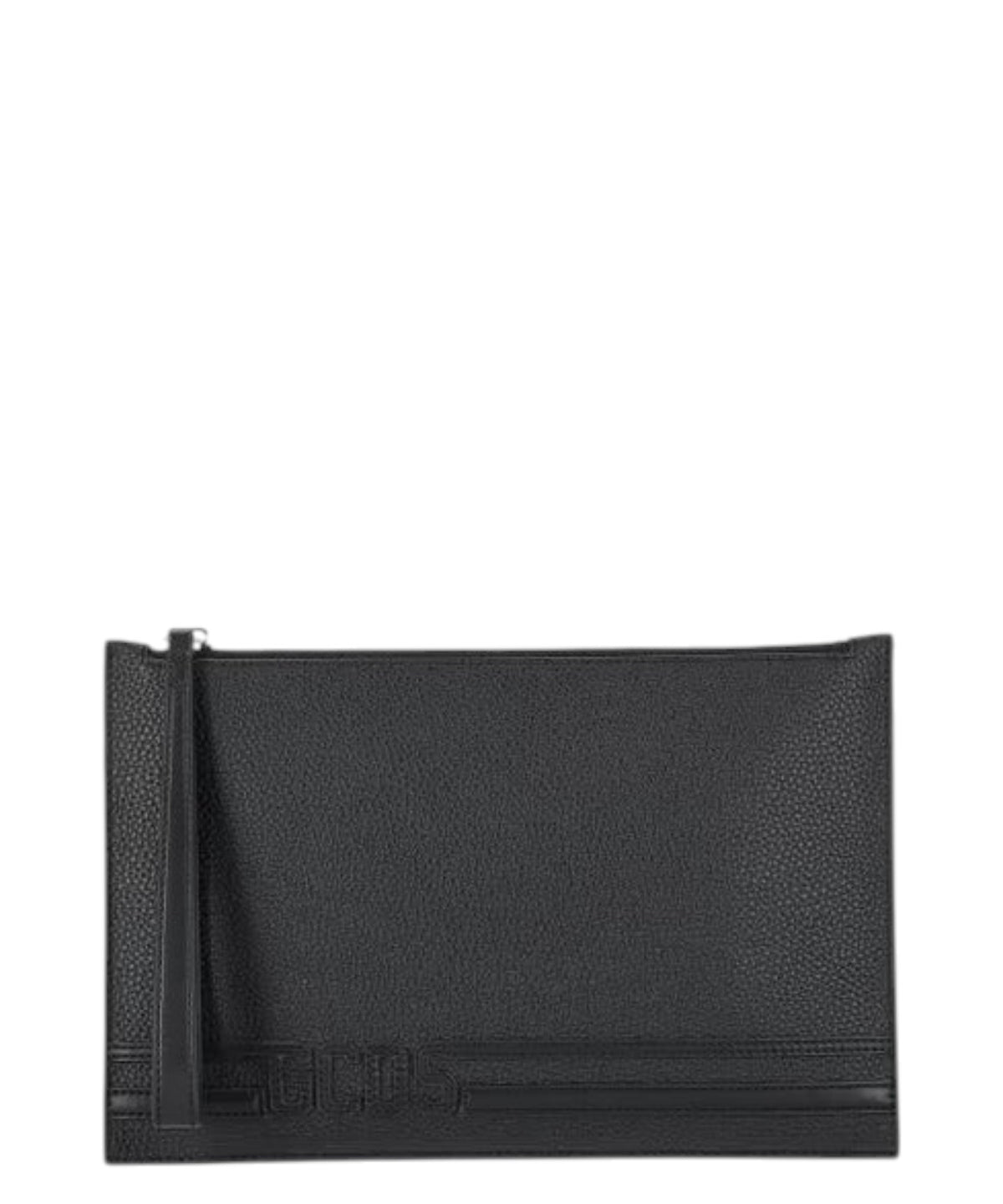 Pochettes en cuir grainé avec logo ton sur ton