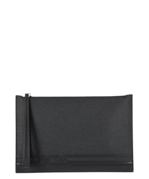Pochettes en cuir grainé avec logo ton sur ton