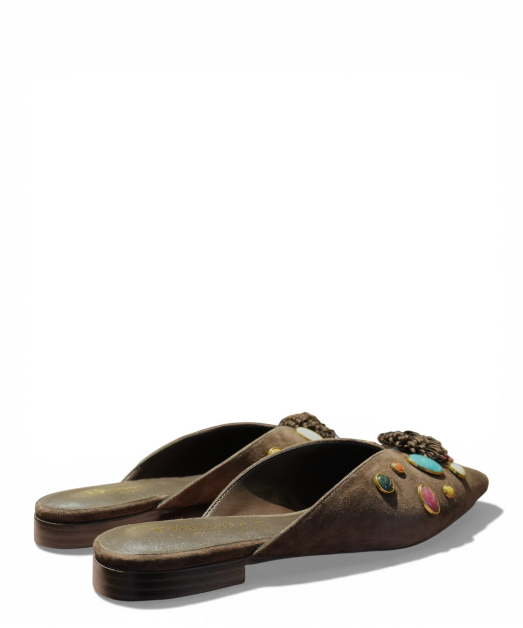 Sabot Twinset à bout pointu en daim avec pierres appliquées