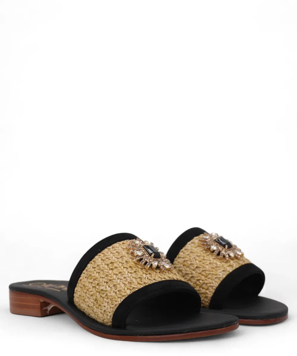 Pantofolina Caprese in Raffia Intrecciata-Capri Vittorio Citro-Ciabatte-Vittorio Citro Boutique