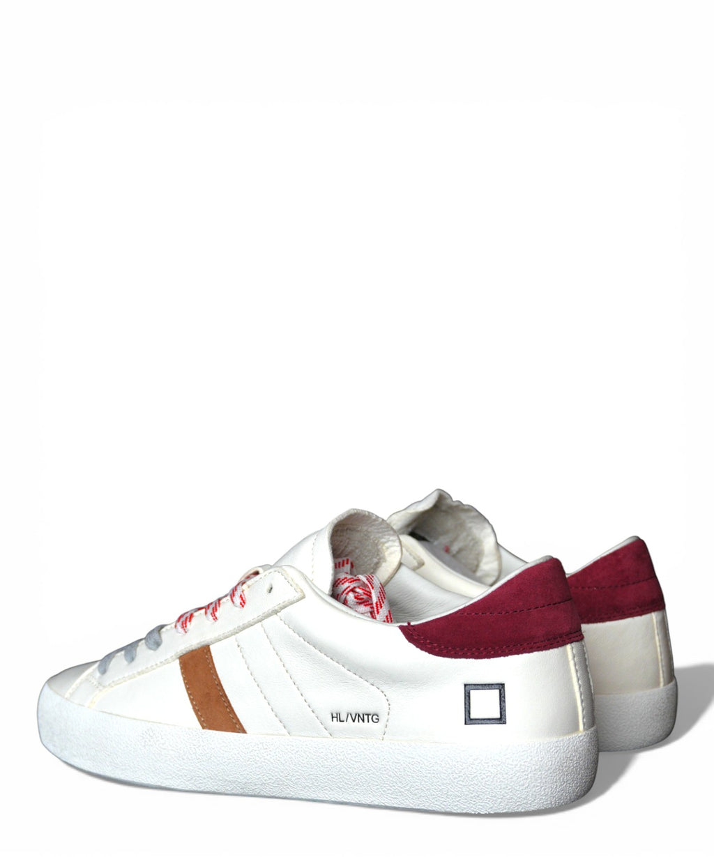 Baskets D.A.T.E. Hill Low Vintage Veau Ivoire/Rouge