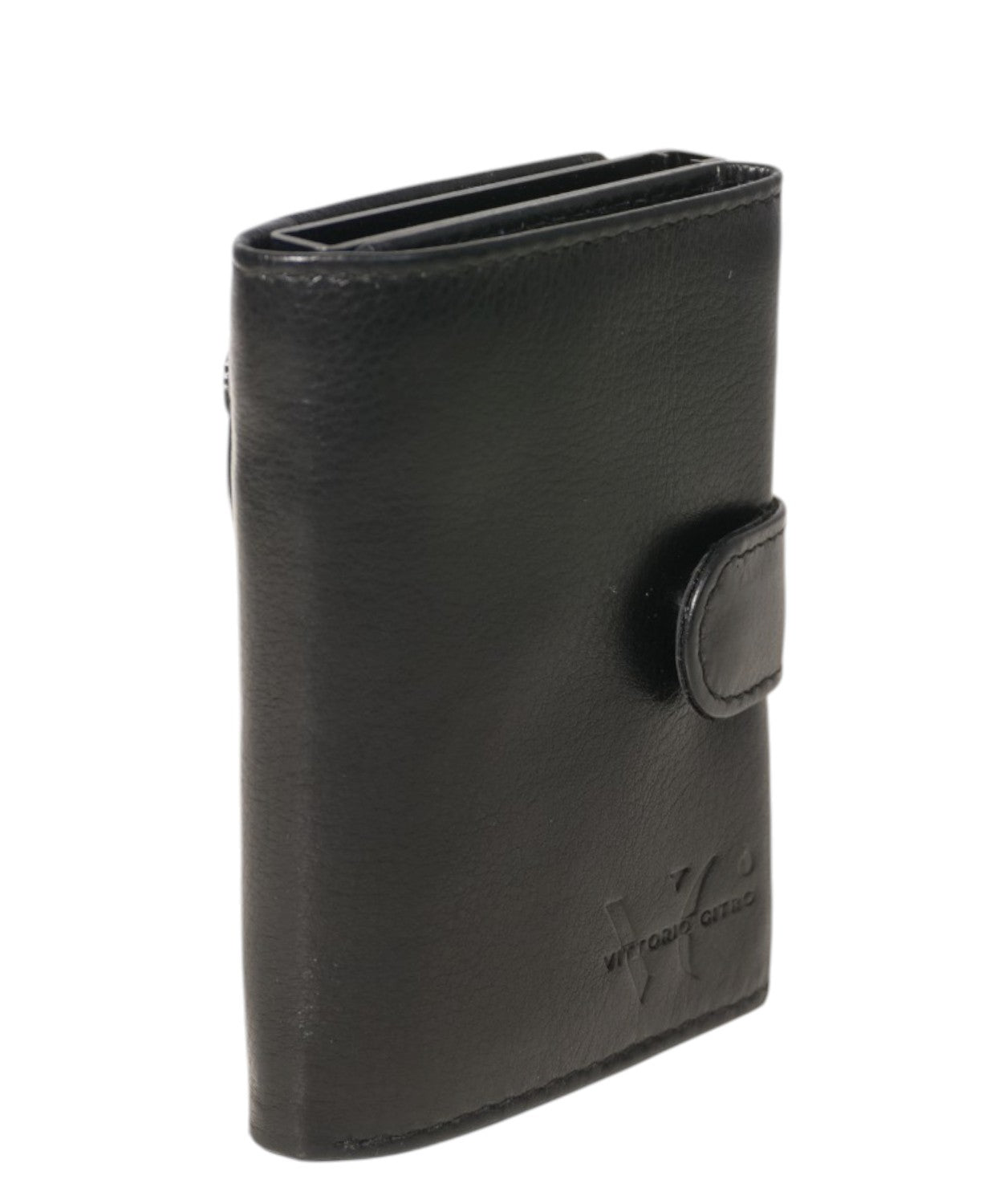 Portefeuille homme en cuir avec mécanisme pop-up et fermeture éclair