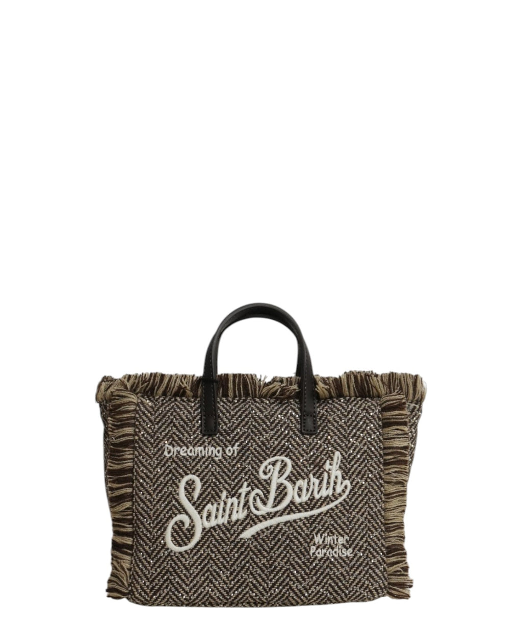 Mini sac Vanity en laine chevron avec strass