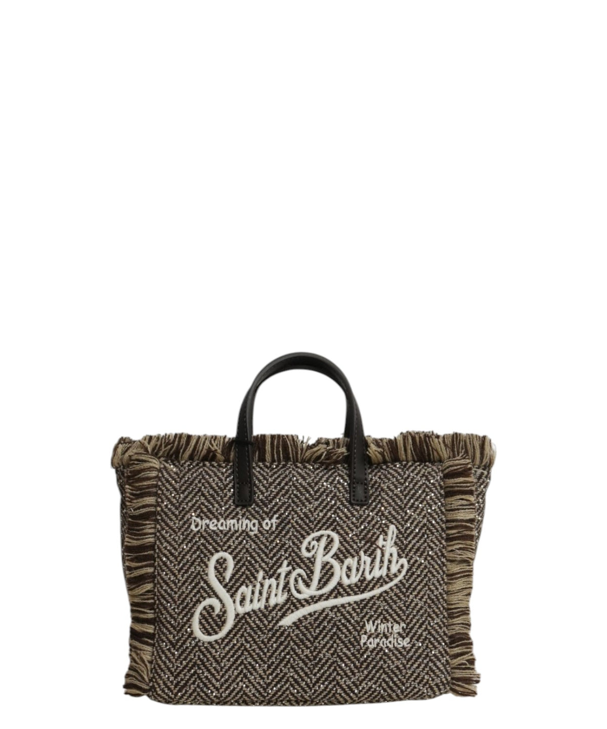 Mini sac Vanity en laine chevron avec strass