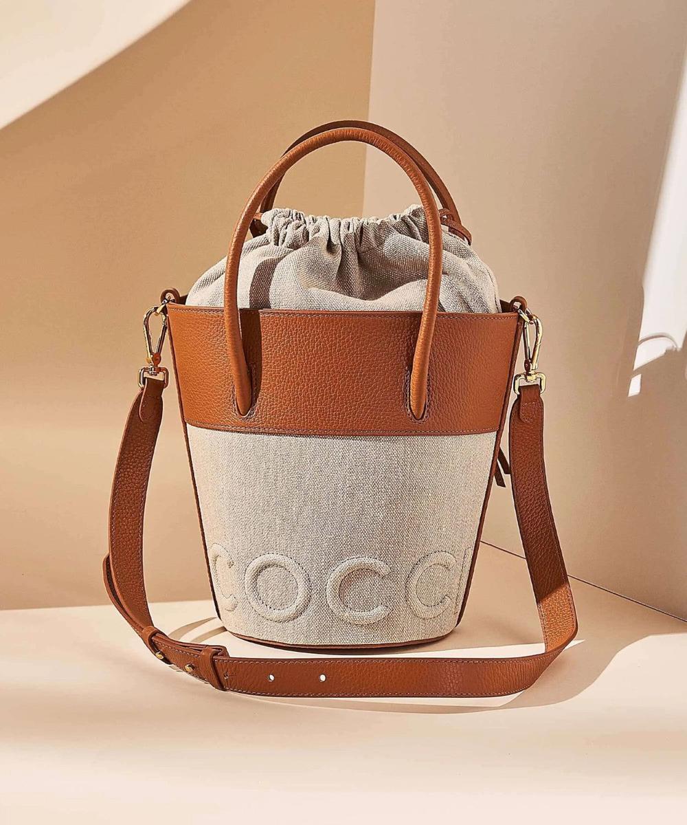 Myrtha Canvas Borsa a Secchiello in Tela con Rivestimenti in Pelle-Coccinelle-Borse a mano-Vittorio Citro Boutique