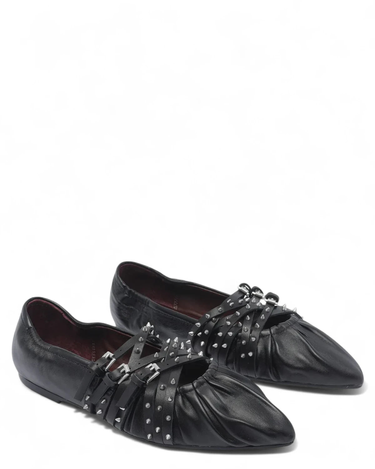 Ballerine Brendah in Pelle Nera con Punta Affusolata e Borchie-ASH-Ballerine-Vittorio Citro Boutique