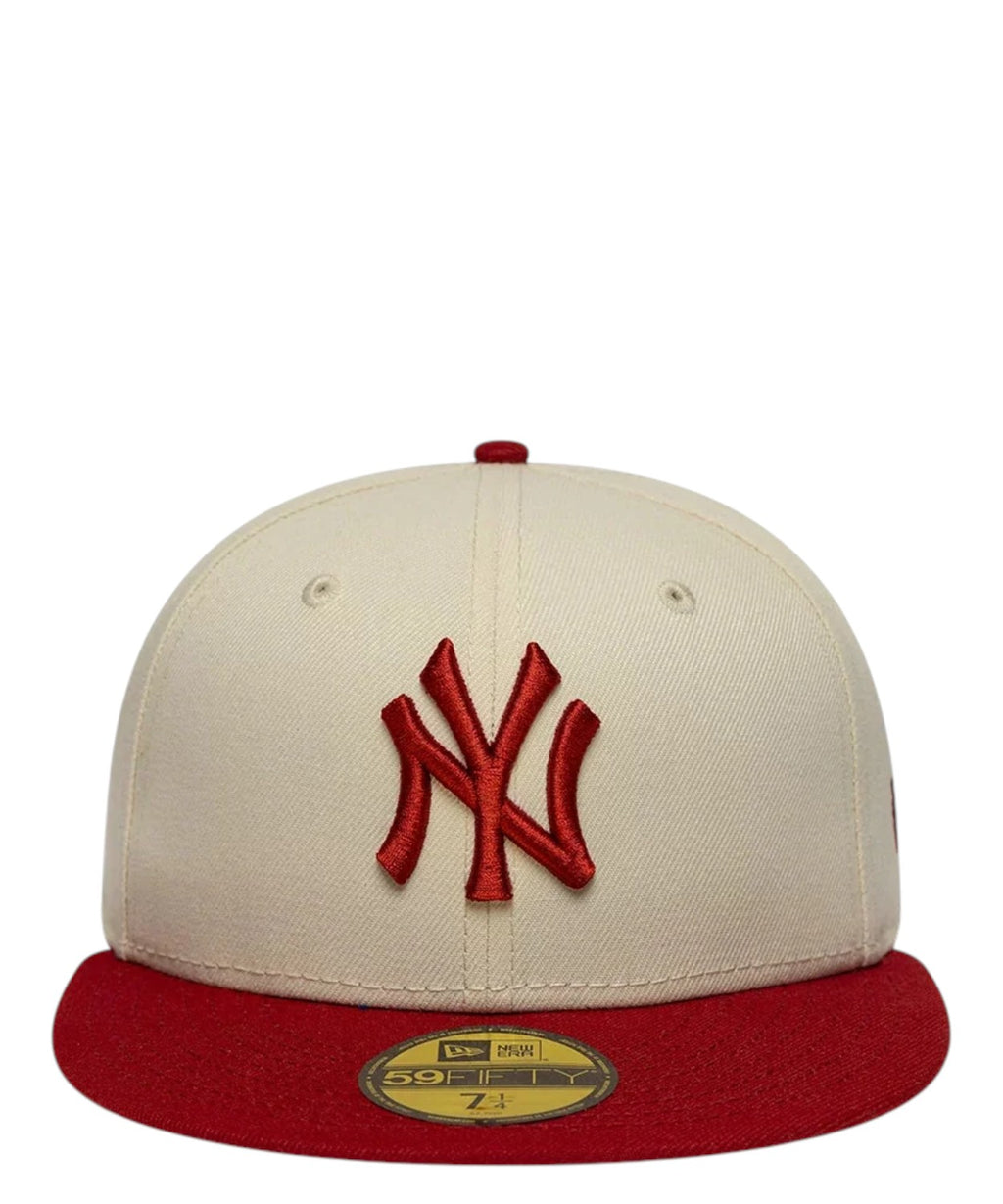 Casquette ajustée 59FIFTY crème et rouge des New York Yankees de New Era