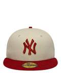 Casquette ajustée 59FIFTY crème et rouge des New York Yankees de New Era