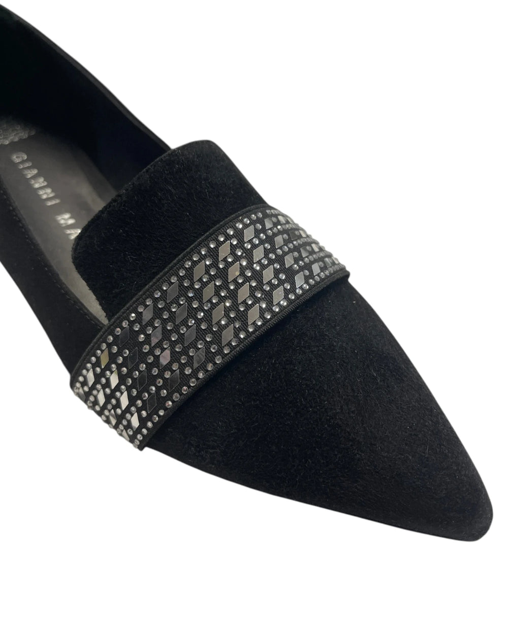Ballerines noires avec élastique et strass