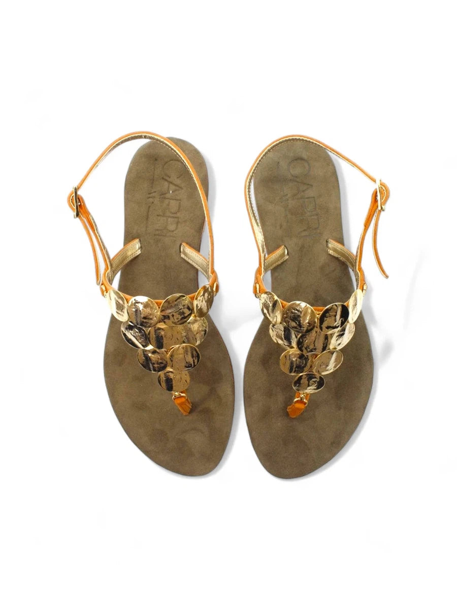 Infradito Artigianali in Camoscio con Medaglioni di Gemme-Ciabatte-Capri Vittorio Citro-Vittorio Citro Boutique