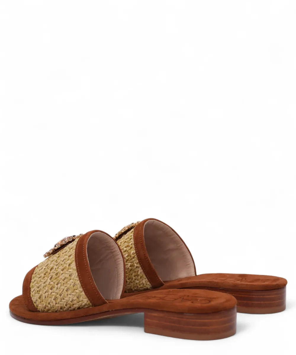 Pantofolina Caprese in Raffia Intrecciata-Capri Vittorio Citro-Ciabatte-Vittorio Citro Boutique