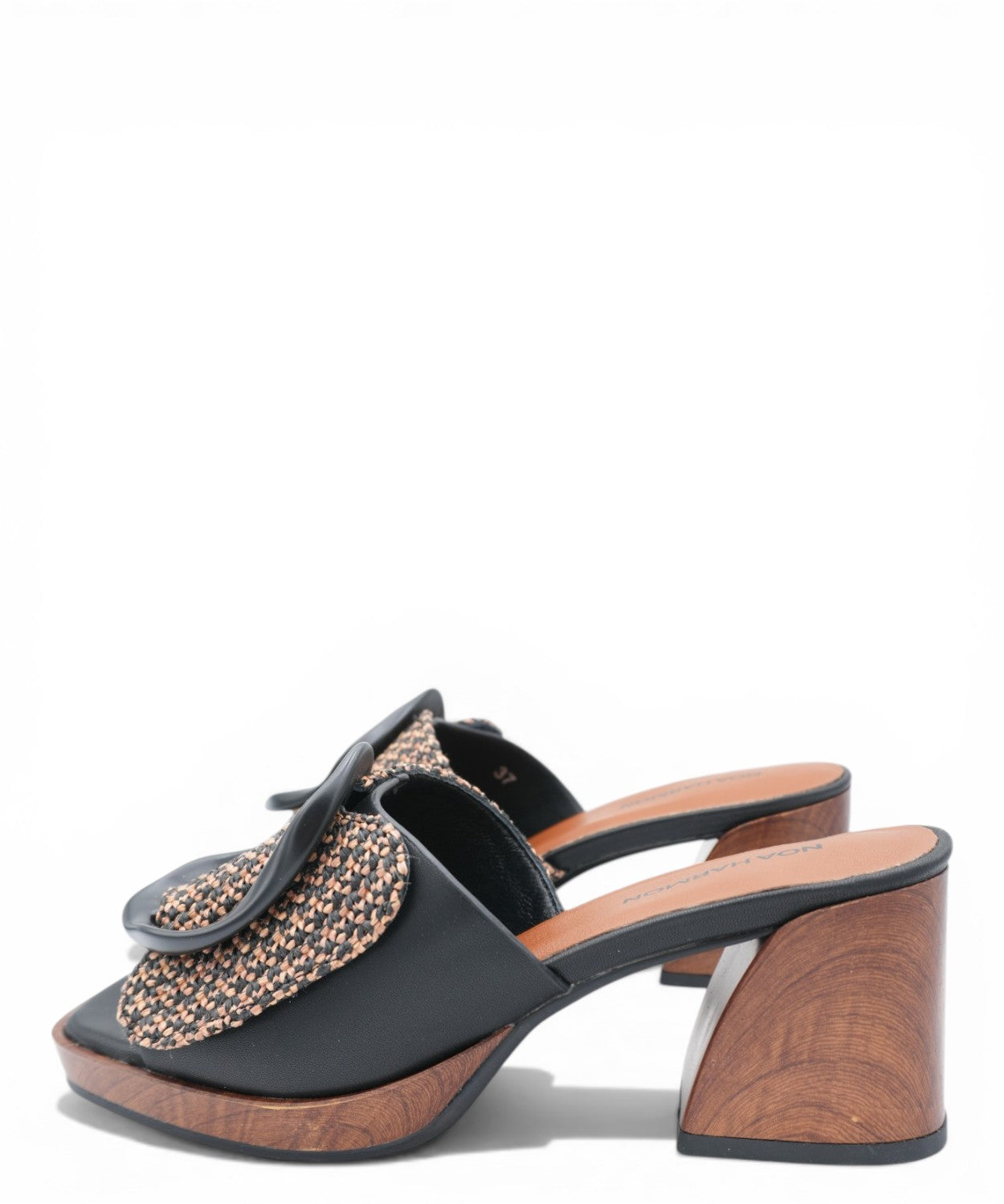 Mules ROSE Noa Harmon talon bois boucle tressée