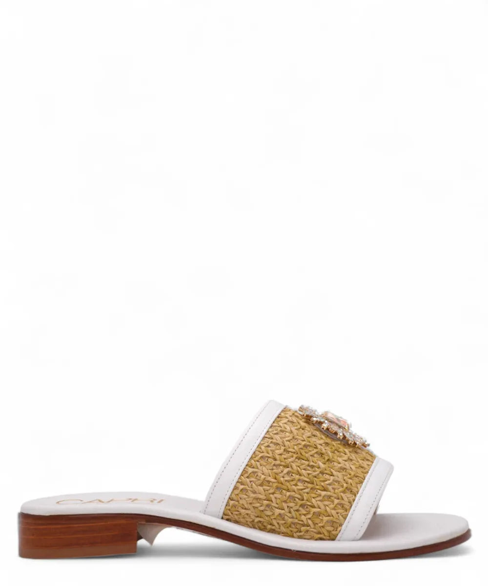 Pantofolina Caprese in Raffia Intrecciata-Capri Vittorio Citro-Ciabatte-Vittorio Citro Boutique