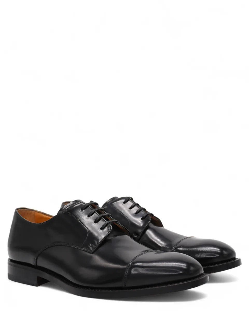 Scarpe Derby in Pelle Antik Nero-Graziano Salvatelli-Stringate-Vittorio Citro Boutique
