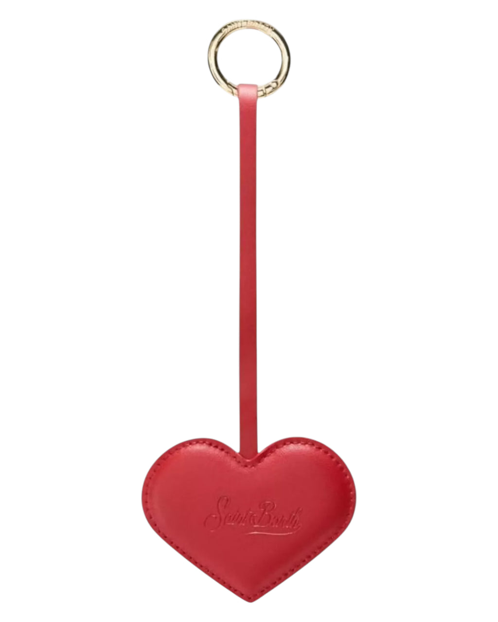Charm sac cœur en cuir rouge avec anneau logoté