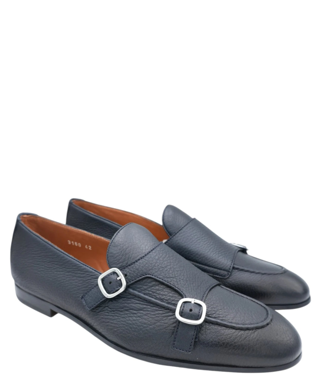 Mocassin homme Doucal’s à double boucle en cuir bleu