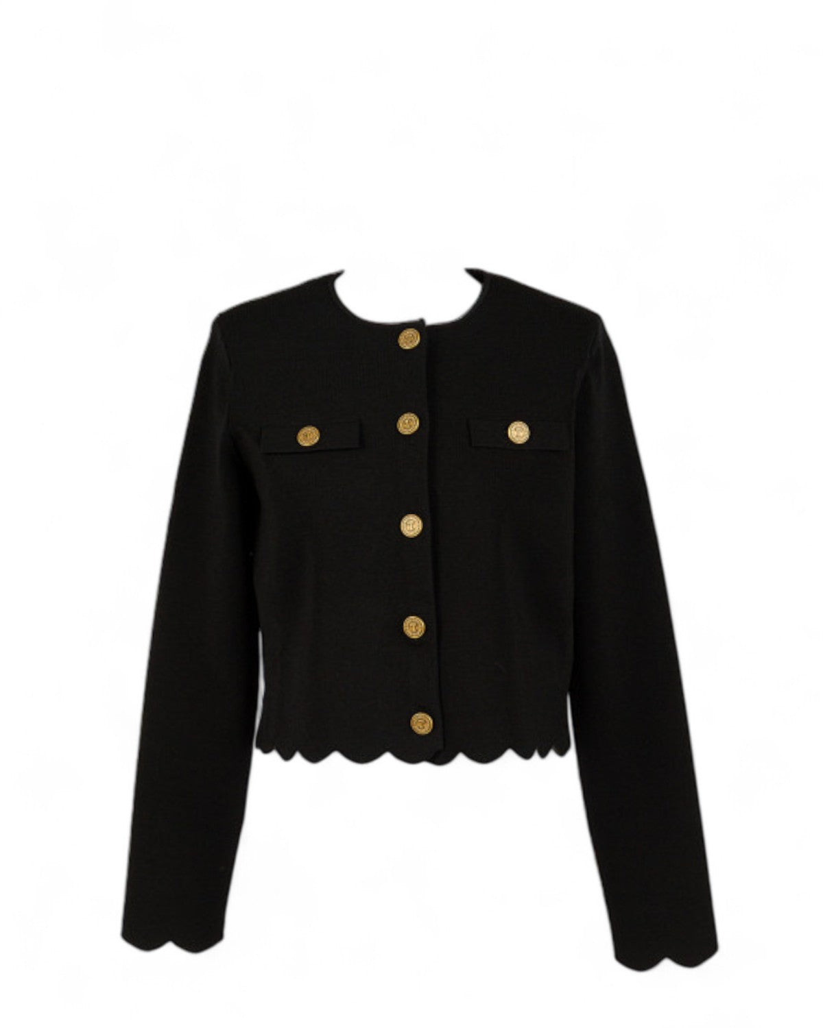 Cardigan Nero con Bottoni Oro-Twinset-Giacche-Vittorio Citro Boutique