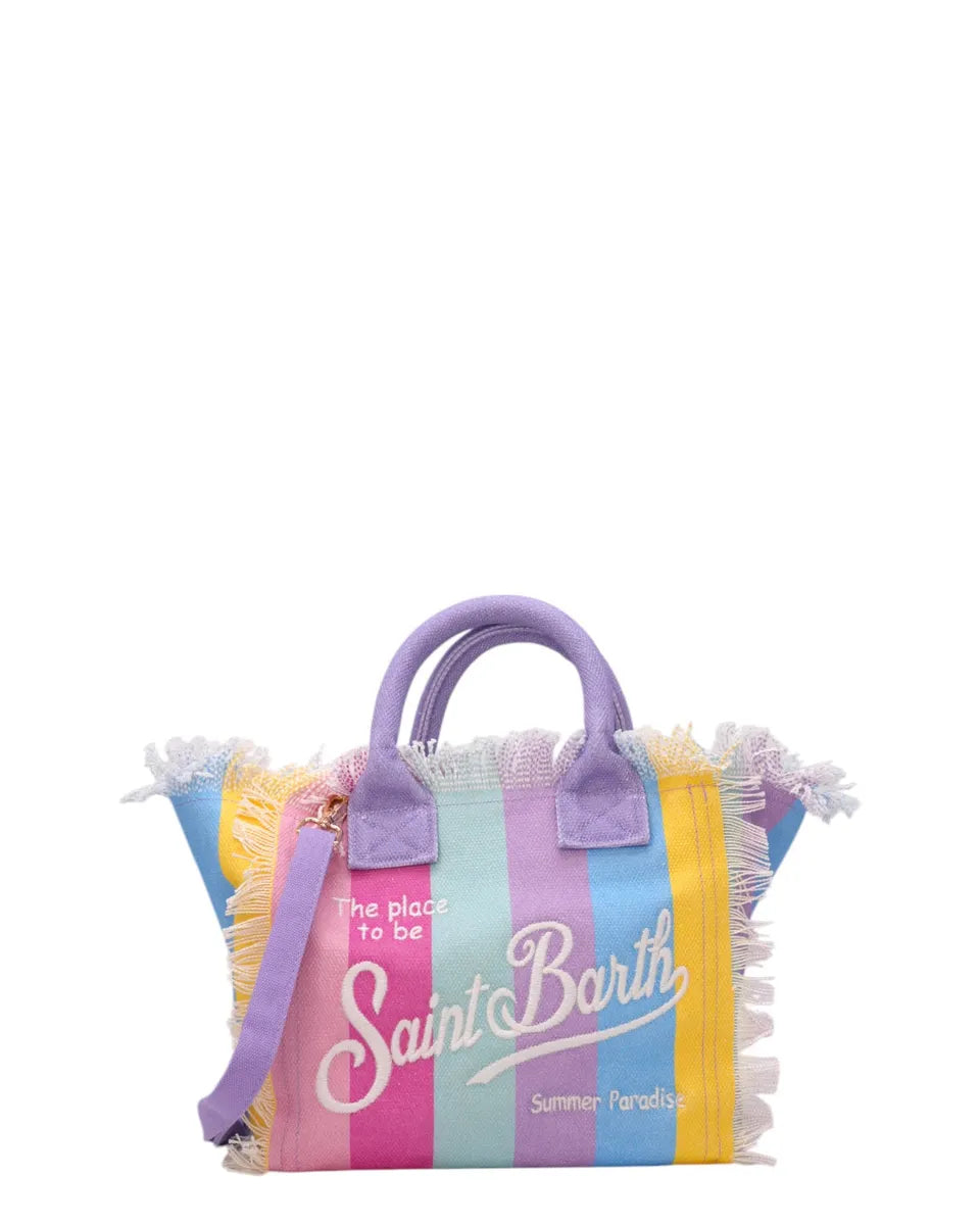 Borsa a mano Colette in tela con stampa a righe-Borse a mano-Mc2 Saint Barth-Vittorio Citro Boutique