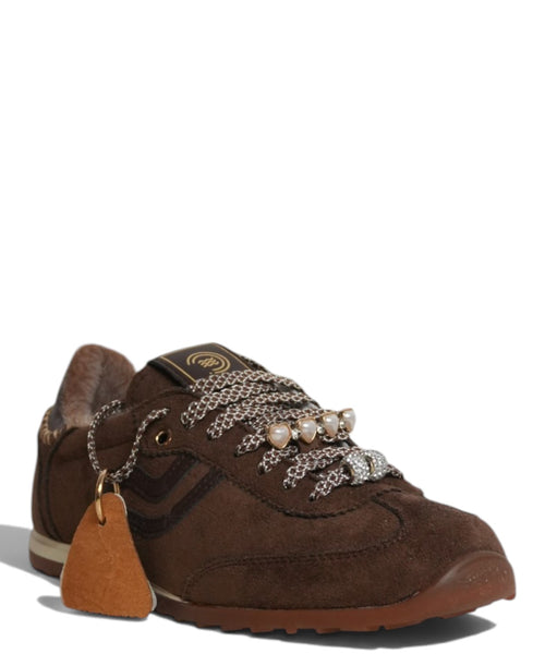 Sneakers Primabase Suede con Lacci Lurex e Charms