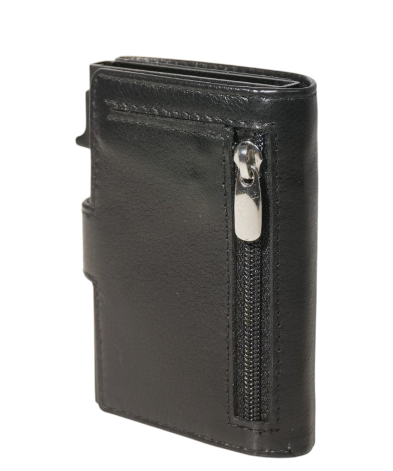 Portefeuille homme en cuir avec mécanisme pop-up et fermeture éclair