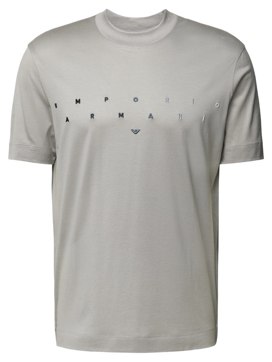 T-shirt in jersey misto lyocell con ricamo logo-Emporio Armani-T-shirt-Vittorio Citro Boutique