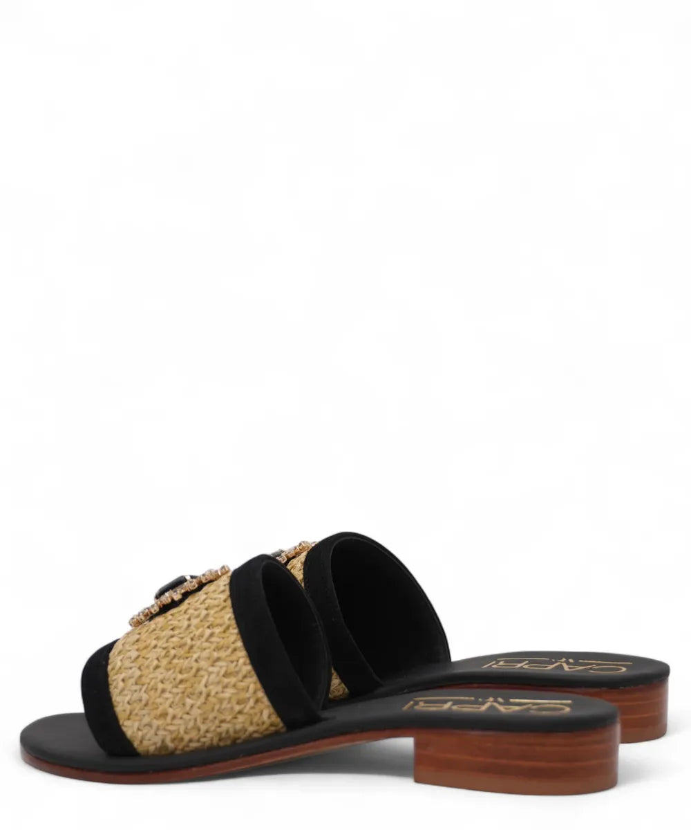 Pantofolina Caprese in Raffia Intrecciata-Capri Vittorio Citro-Ciabatte-Vittorio Citro Boutique