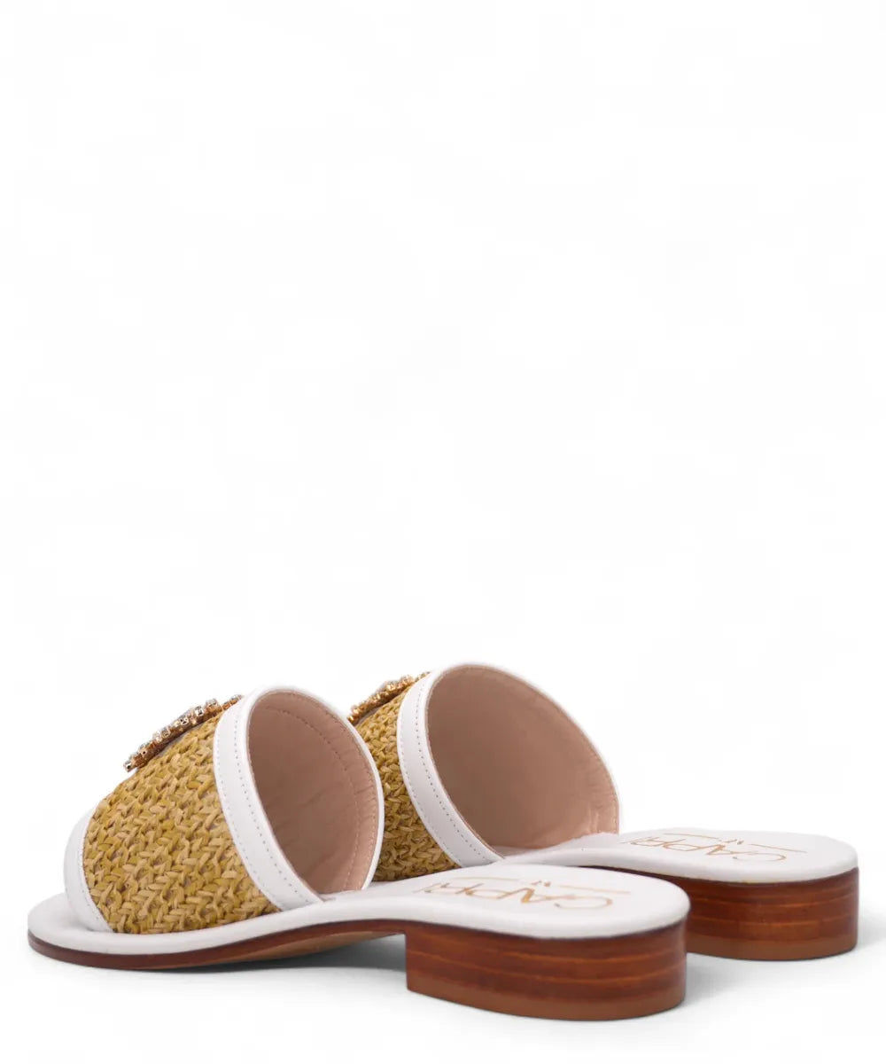 Pantofolina Caprese in Raffia Intrecciata-Capri Vittorio Citro-Ciabatte-Vittorio Citro Boutique