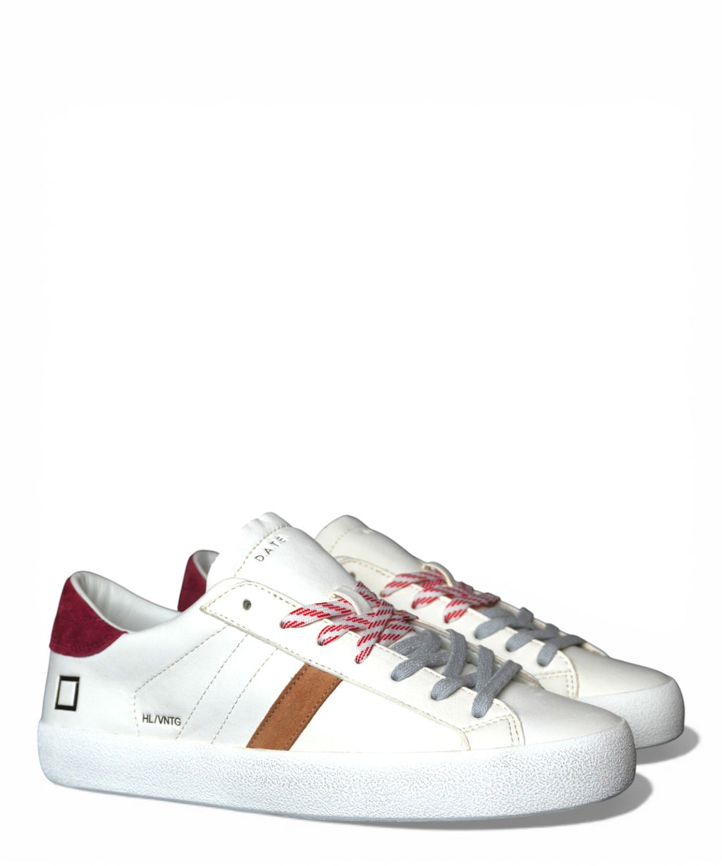 Baskets D.A.T.E. Hill Low Vintage Veau Ivoire/Rouge