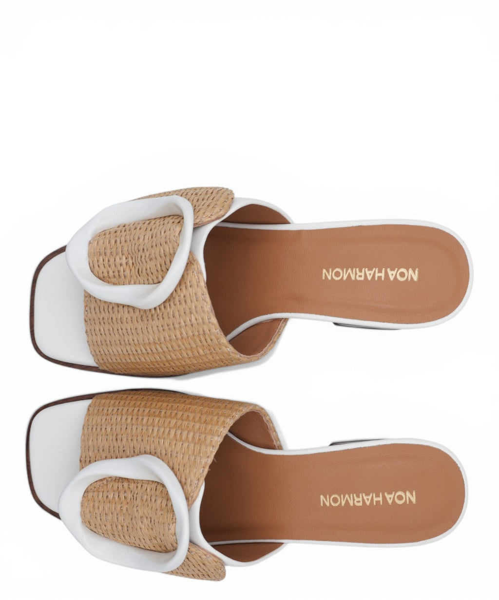 Mules femme talon bois Noa Harmon avec boucle tressée