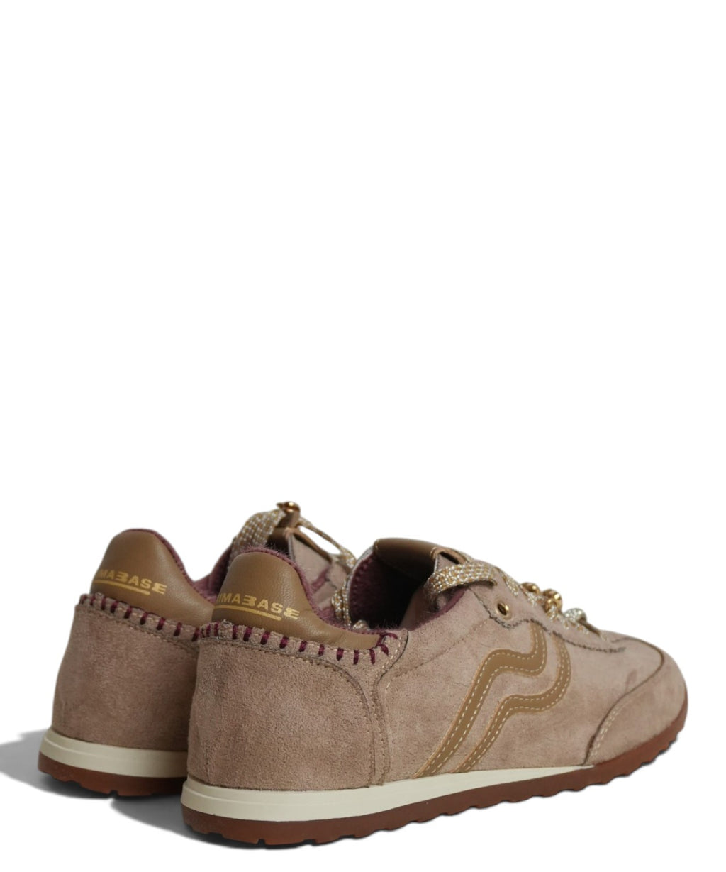 Sneakers Primabase in Suede con Lacci Lurex e Charms