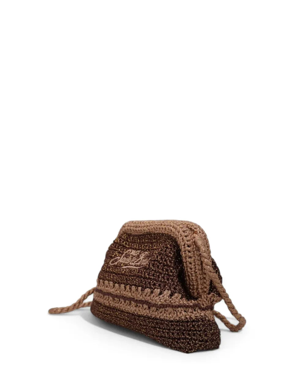 Pouch Saint Barth in Lurex Marrone Uncinetto con Tracolla Removibile-Mc2 Saint Barth-Pochette-Vittorio Citro Boutique