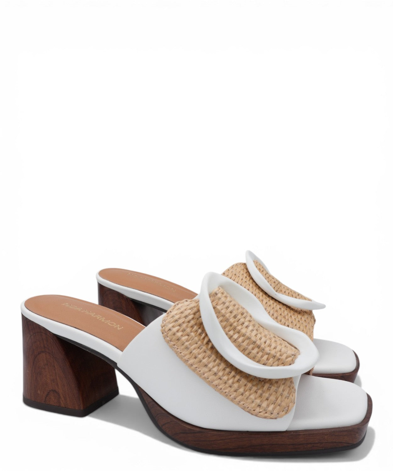 Mules femme talon bois Noa Harmon avec boucle tressée