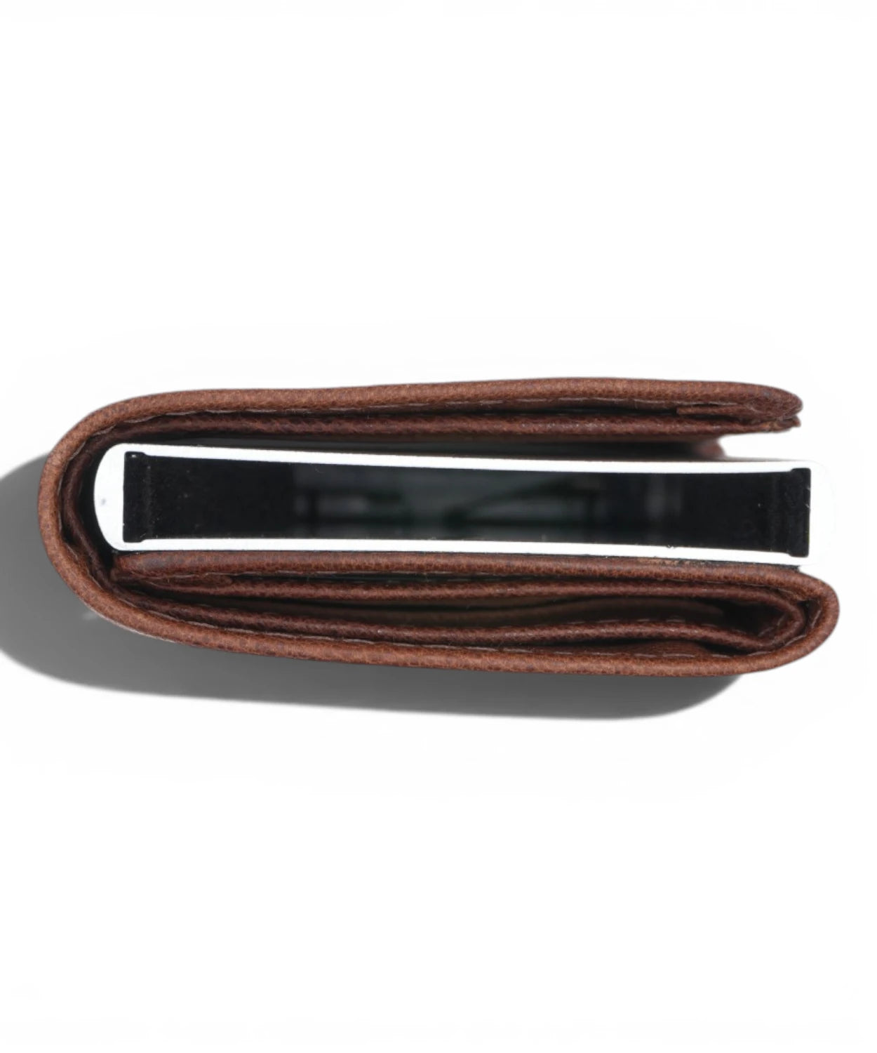 Portefeuille en cuir véritable marron avec protection RFID