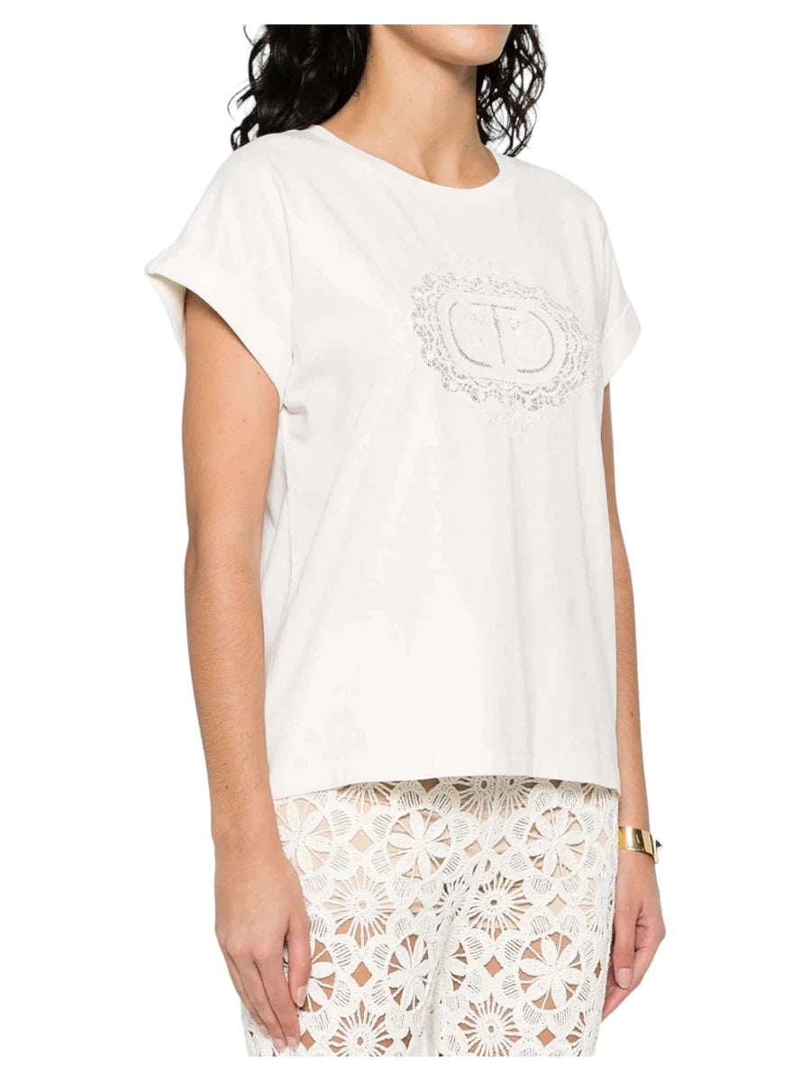 T-Shirt con Logo Oval T Ricamato-Marella-T-shirt-Vittorio Citro Boutique