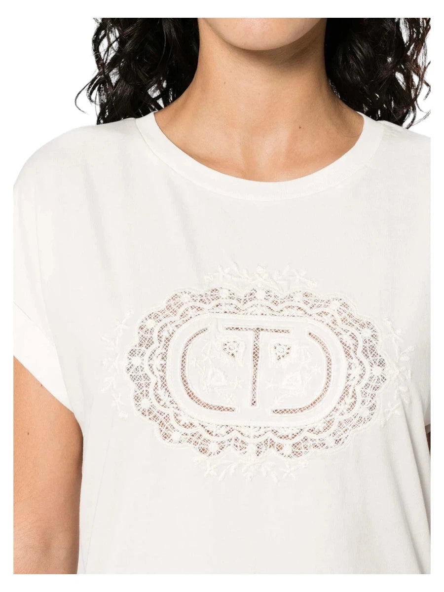 T-Shirt con Logo Oval T Ricamato-Marella-T-shirt-Vittorio Citro Boutique