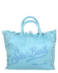Borsa a Spalla Vanity in Canvas azzurro con Frange-Mc2 Saint Barth-Borse a mano-Vittorio Citro Boutique