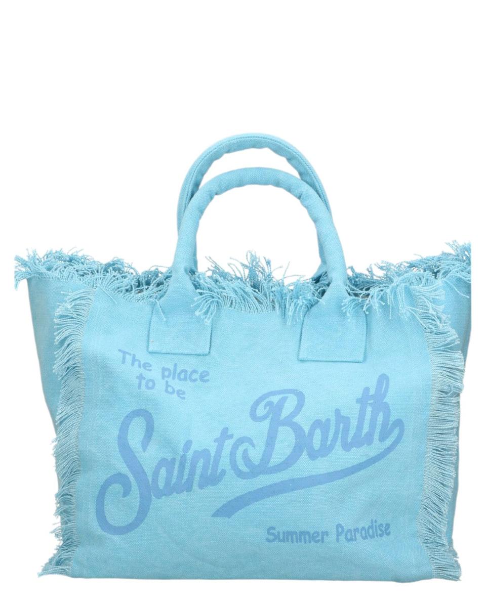 Borsa a Spalla Vanity in Canvas azzurro con Frange-Mc2 Saint Barth-Borse a mano-Vittorio Citro Boutique