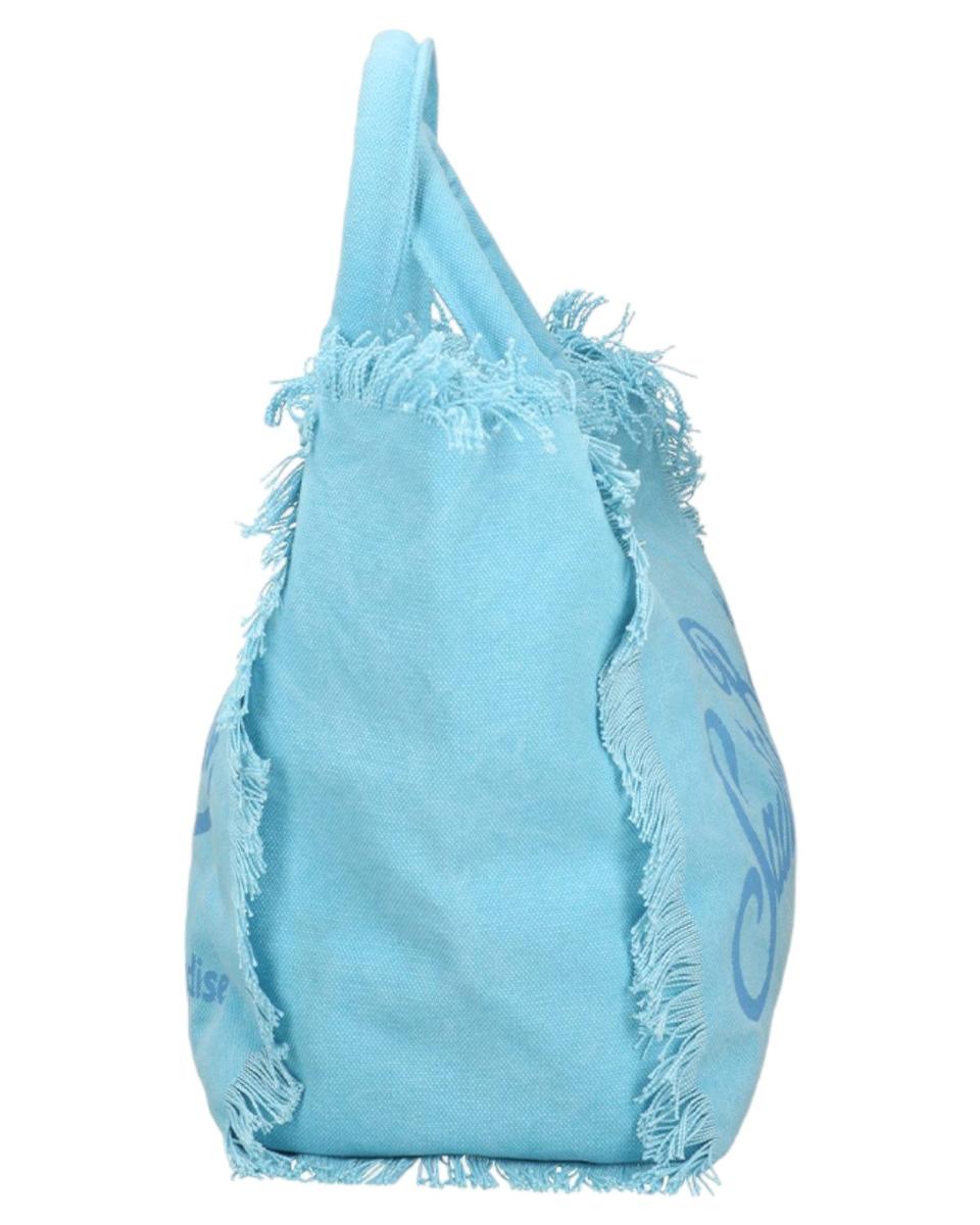 Borsa a Spalla Vanity in Canvas azzurro con Frange-Mc2 Saint Barth-Borse a mano-Vittorio Citro Boutique